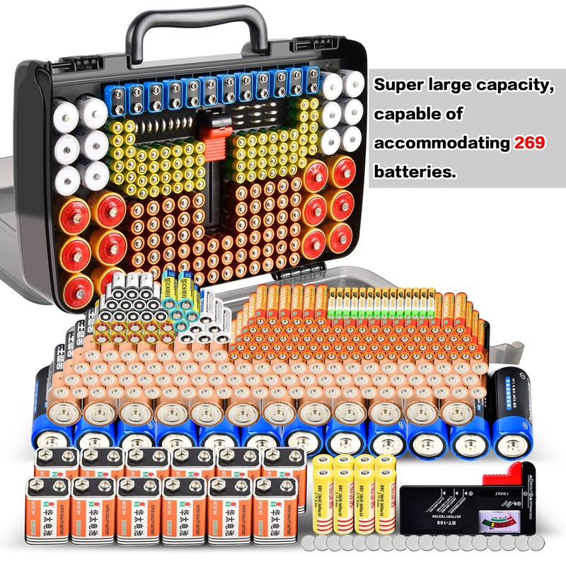 Aptbyte Battery Organizer Storage Holder Box Case with Tester- 269
