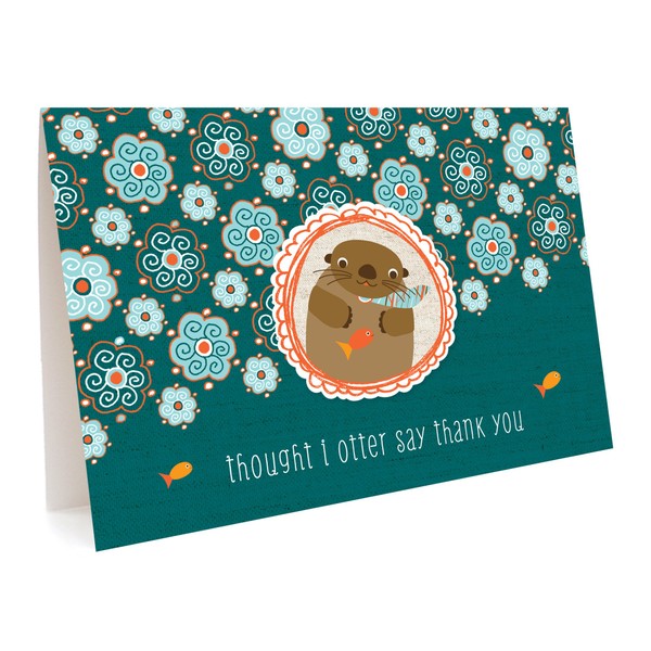 Otter Float Thank You Cards, 6-Pack by Night Owl Paper Goods