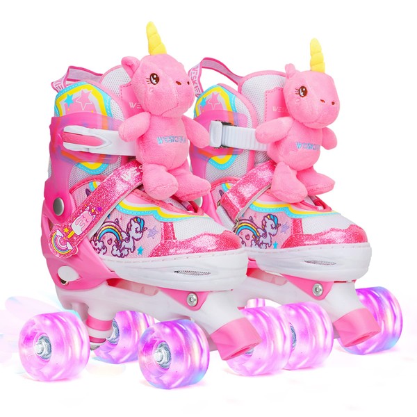 Unicorn Doll Kids Toddler Roller Skates for Girls,WESKIFAN Quad Skating