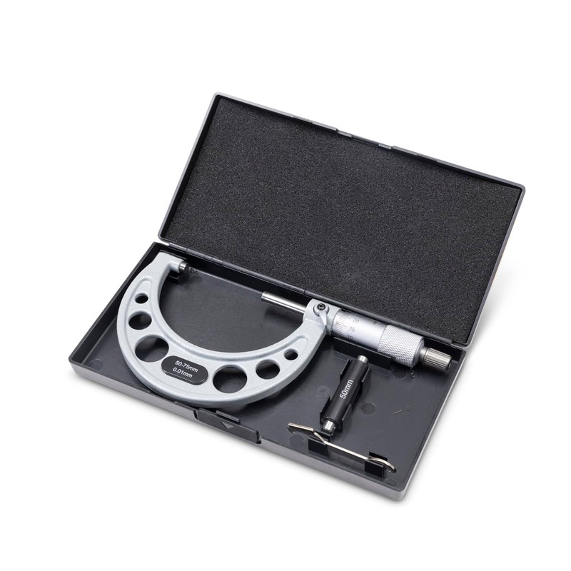 WIKISTORE Professional Micrometer 50-75 mm, Centesimal Micrometer, Industrial Precision with