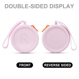 WALLFID Silicone Dog Treat Pouch Bag,Portable and Waterproof with Customizable Alphabet Print,Ideal for Dog and Cat Snacks on Walks,Pocket Size,Easy to Clean,Odorless,Zipper Design (Light Purple, R)