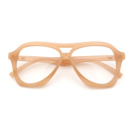 Womens Boyfriend Large Retro Vintage Style Thick Plastic Racer Sunglasses Peach - Clear