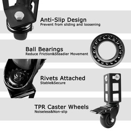 8PCS Storage Rack Caster Wheels,3" Heavy Duty Locking Caster Wheels Warehouse Shelf & Storage Racks Accessories,Fit for Boltless Self Locking Shelving Racks,1000LB Capacity(Black)