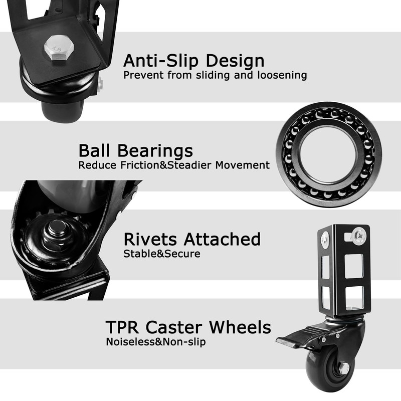 8PCS Storage Rack Caster Wheels,3" Heavy Duty Locking Caster Wheels