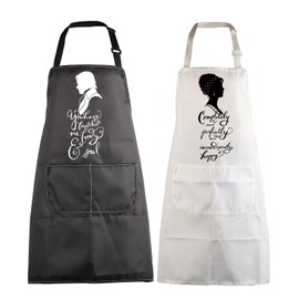 MEIKIUP Pride Prejudice Gift Darcy and Elizabeth Couples Kitchen Aprons Matching Wedding Gift for His Hers Aprons Mr Mrs Aprons (D&E Couples A-Sets-UK)