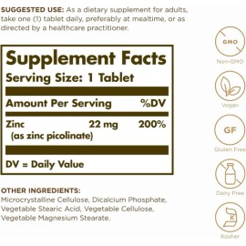 Zinc Picolinate Solgar 22mg 100tab