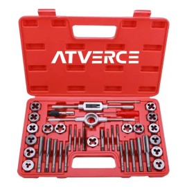 Juego de Machuelos y Terrajas 40 Pcs Atverce Acero Imperial Rojo