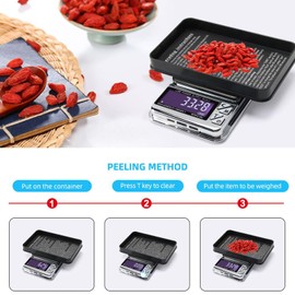 Digital Kitchen Scales, 600/0.01G High Precision Portable Mini Multifunction Cooking Scales with LCD Display, 6 Units, USB Charging, Small Electronic Food Scales for Jewellery
