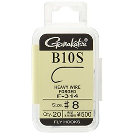 Gamakatsu F314 12882 Fly Hooks, B10S, No. 8, 20 Pieces, NS Black