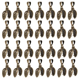 GOMAKERER 30 Pcs Filigree Pinch Bails Pendant, Brass Ice Pick Pinch Bail Dangle Clip Bead Jewelry Clasps Pinch Bails Clasps Connectors for Necklace Earring Jewelry Making, Antique Bronze