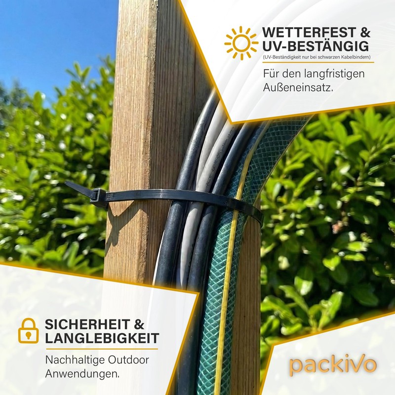 packivo Cable Ties 4.8 x 200 mm White Tear-Resistant 22