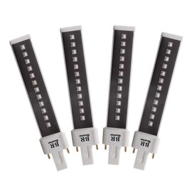 BLUERISE Gel Nail Lamp 9w Uv Led Light 4 Pcs 365 + 405nm Double Light Source Lamp Bulb 10000 Hours Led Replacement Tube for Professional Nail Salon Tools Studio Or Home Use