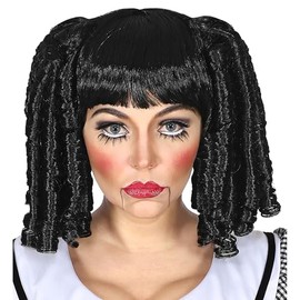 Widmann 11012585 Doll Wig for Women, Black, Standard Size