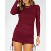 BTFBM Women's 2023 Long Sleeve Ruched Mini Bodycon Dress Sexy