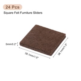 uxcell Furniture Pads, 24Pcs 1.5" - Square Self Adhesive Felt Furniture Pads, Floor Protectors for Furniture Feet Chairs Legs Hardwood Floors (Brown)