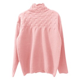 QUINTRA Women's turtleneck sweater, women's turtleneck sweater for women, sweatshirt, pink, L