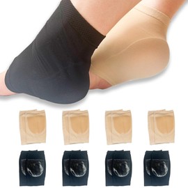 16Pcs/8Pairs Moisturizing Socks for Dry Cracked Feet Women Heel Socks for Cracked Heels Overnight (4Pairs Black and 4Pairs Skin Color)