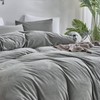 CLOTHKNOW Grey Velvet Twin Comforter Set 3Pcs Gray Fluffy Bedding