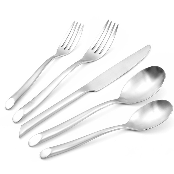 Kikbioee Wave 20-Piece Silverware Set, Stainless Steel Flatware Set, Forged