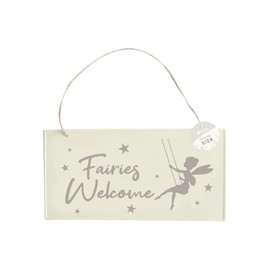 Metal Garden Hanging Wall Plaque - Fairy Design with Wording - Fairies Welcome 6280