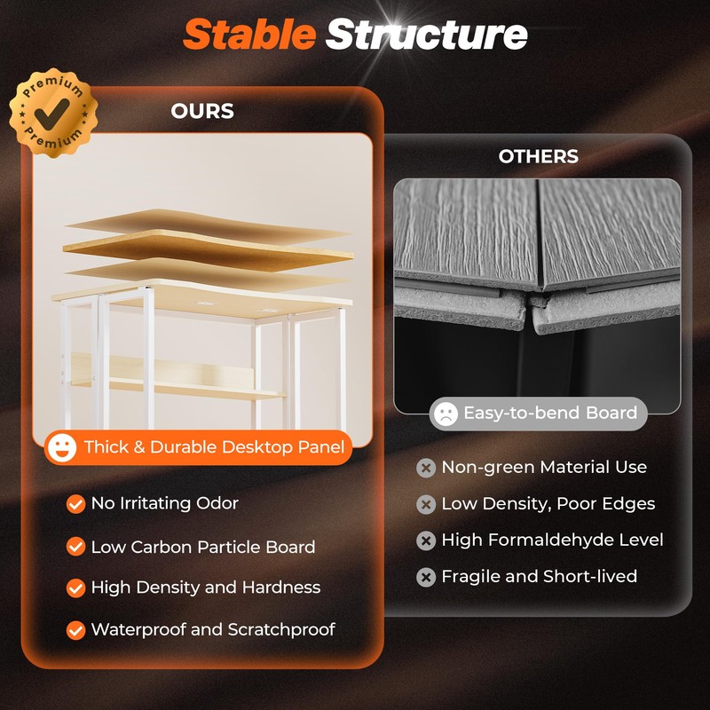 Huuger Folding Desk with Storage Shelf, 31.5 Inch Foldable Computer