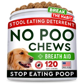 STRELLALAB No Poo Chews for Dogs - Coprophagia & Stool Eating Deterrent with Probiotics, Digestive Enzymes & Breath Aid Support - Stop Dog Poop Eating (120Ct, Poultry)