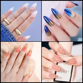 Doneace Short Almond Nail Tips,600Pcs Soft Gel Nail Tips, 12 Sizes Pre-shaped Half Matte Full Cover Acrylic Gel Kit False Nail Tip Press on Nails for Nail Extension DIY Salon