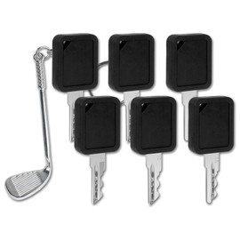 TELSOLAR Club Car Golf Cart Keys (1A,1B,1C) 7-Pack with Golf Club Keychain - Metal Driver Key Ring & Replacement for 105068002, 101974701 - Fits Carryall, Tempo, Onward