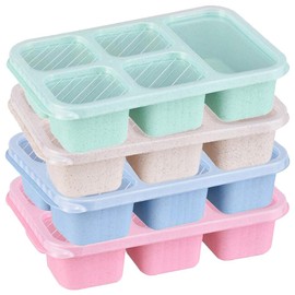 4 Pack Reusable Bento Box Meal Prep Container with Lids 10 Forks Lunch Box for Kids Toddler Adults Suitable School Company and Travel
