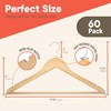 Natural Wooden Hangers 60 Pack – Heavy-Duty with 360° Swivel