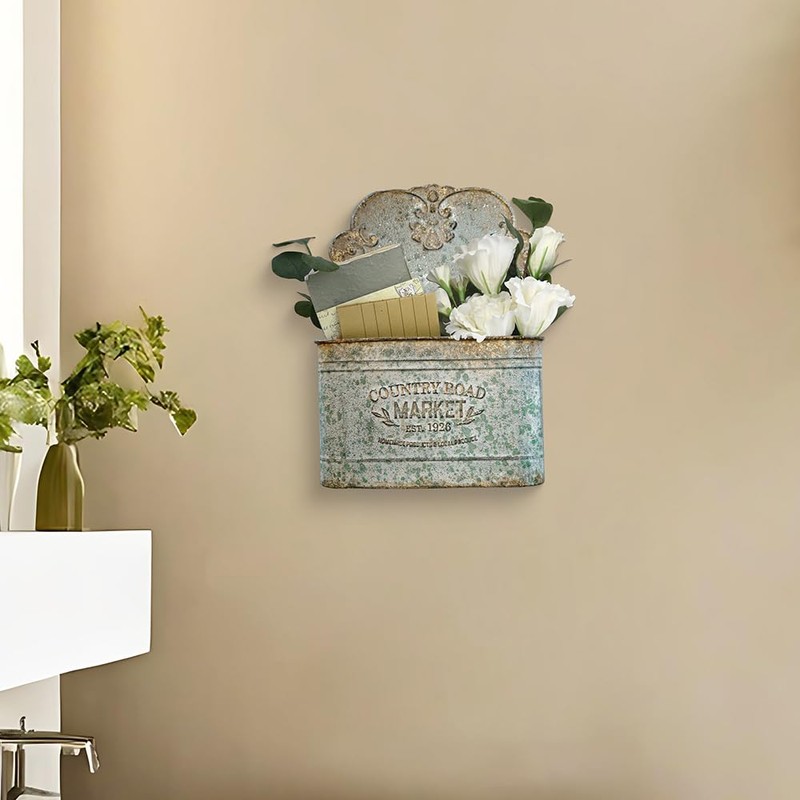 Chadechimo Hanging Wall Storage Baskets, Metal Hanging Baskets for Mail,