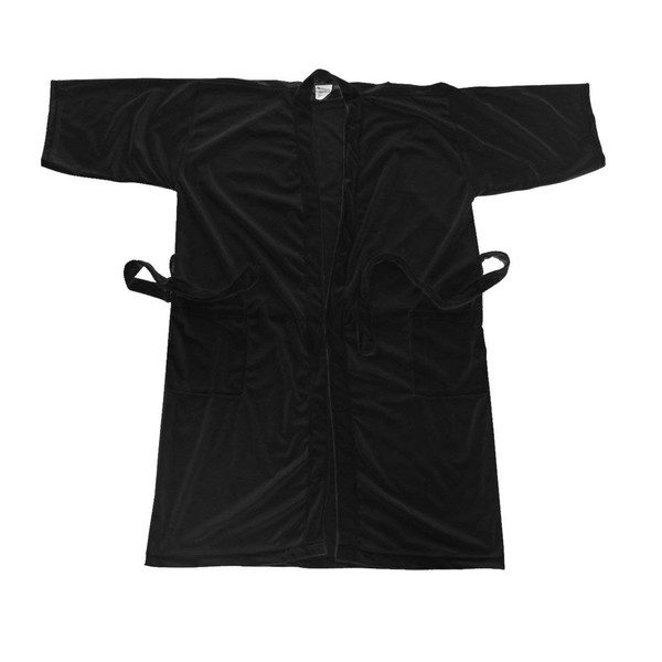 Canyon Rose Cloud 9 Men's Plush Microfiber Spa Robe, Kimono Style Wrap, 3/4 length Sleeves, Side Pockets, Waist Belt with Bi-level Loops, Machine Washable, 52 inch length, Black Sea, XL