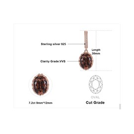 JewelryPalace Oval Cut 7.2ct Genuine Smoky Quartz Earrings Silver 925 Women's Brown Jewellery Set, Earrings Silver Gemstone Girls, Hoop Earrings Silver Fashion Jewellery with Stone Women Gifts Rose