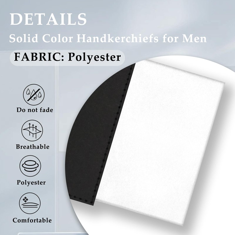 LHXzizizi Pre-folded Suit Pocket Squares for Men, Solid Color Mens