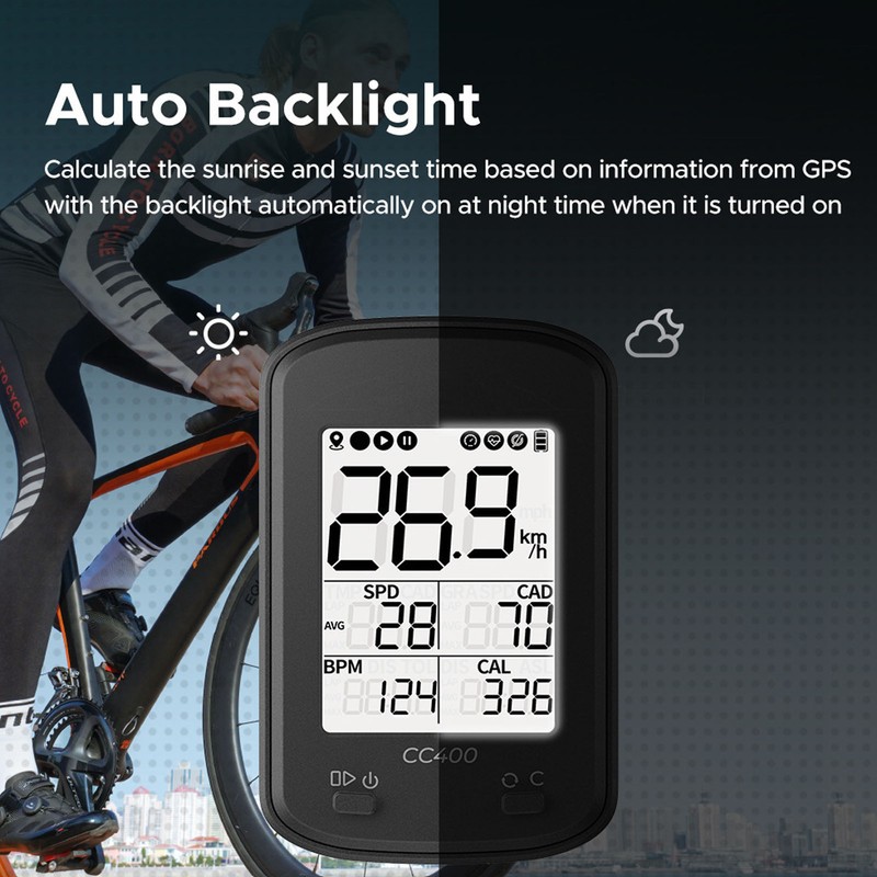 CC400 GPS Bike Computer Wireless Waterproof Bicycle Speedometer Odometer Cycling