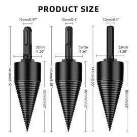 Dfuqanb Drill Cone Wood Splitter 32 mm, Drilling for Firewood Cone Drill Set, Firewood Splitter Drill, Wood Splitter Drill 32 mm, Electric Screwdriver Cone Drill for Wood Electric Wood Splitter