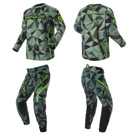 MENDLOR Motocross Jersey Pant Combo Mens Women Dirt Bike MX Gear Set Enduro Offroad Riding Racewear Adult Racing Set (Green, Jersey XXL/Pants 38)