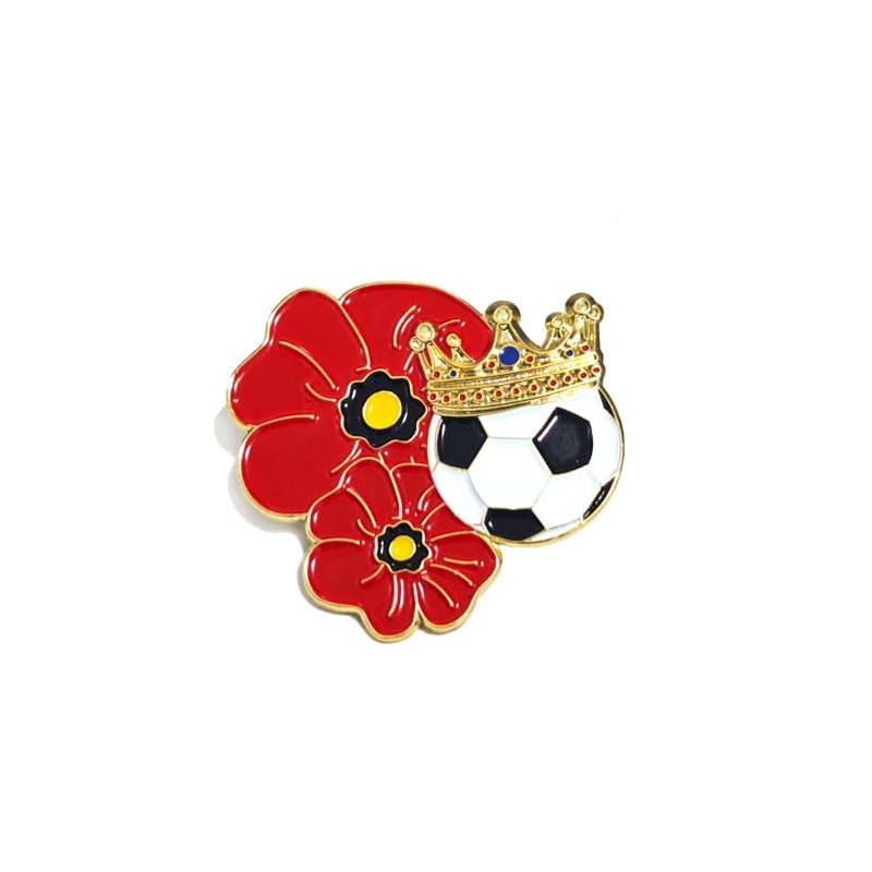 Red Poppy Football Pin Veteran Solider Remembrance Day Brooch Enamel