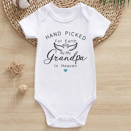 Guzcadun hand picked for earth by my grandpa in heaven pregnancy announcement for grandparents baby bodysuit white 0-3 Months