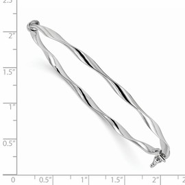 Solid 925 Sterling Silver Twisted Hinged Bangle Cuff Bracelet 7" (Width = 2mm)