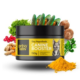Petsy Labs Canine Booster with Green-Lipped Mussel for Dogs, Green Mussel Extract, Strengthens the Immune System, Supports Joints and Mobility, 150 g Shell Extract Powder