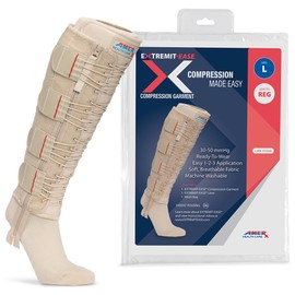 EXTREMIT-EASE Compression Garment 30-50 mmHg Lower Leg Compression Wrap - Ideal for Mild to Moderate Lymphedema Swelling, Venous Insufficiency, and Post-Op Edema - Large, Tall, Tan