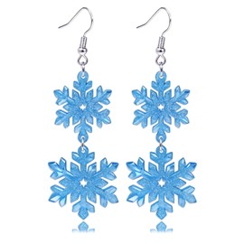 Christmas Earrings for Women Dangle Snowflake Earrings Xmas Jewelry Christmas Stocking Stuffers Acrylic Festival Holiday Accessories Gifts (D-Blue)