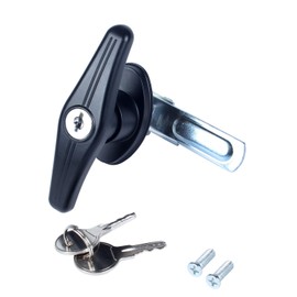 JIQI Garage Door T-Handle Lock with 2 Keys, Black T-Handle Universal Replacement Lock for Garage Camper Door,1pcs(Left)