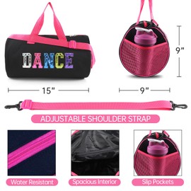 Dance Duffle Bag for Girls Sport Gym Bags Weekend Bag,Overnight Bag Dance Workout Duffel Bag with Adjustable Carry On and Handy Pouch for Dancers, Girls, Teens, Student Athletes (Style-1)