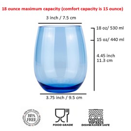 KOXIN-KARLU Classic 18-ounce Acrylic Stemless Wine Glasses, Unbreakable Mixed Drinkware Plastic Tumbler, set of 6 Mixed Color