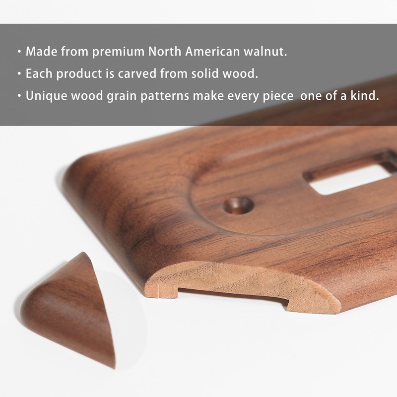 YDJSA Two Light Switch Cover Plate Solid Walnut Decorative 2-Gang