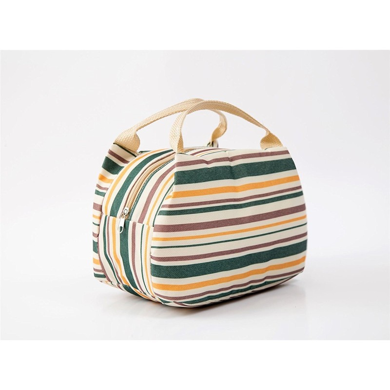 Vinsani Insulated Striped Canvas Thermal Lunch Bag Reusable Portable Cooler