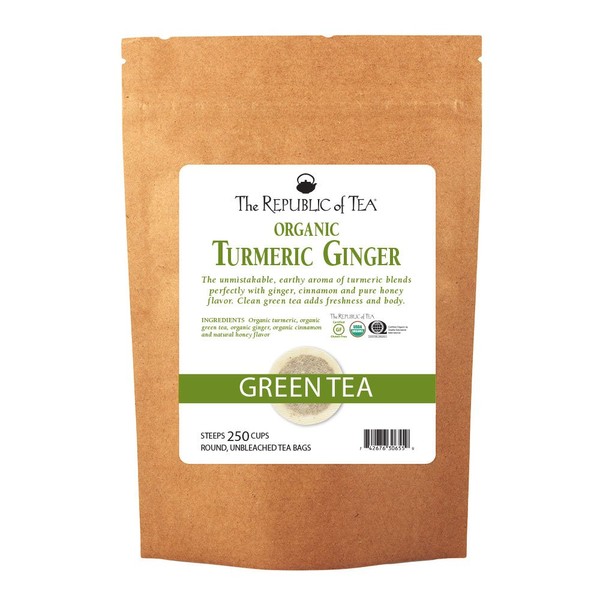The Republic of Tea — Organic Turmeric Ginger Green Tea, 250 Bulk Tea Bags, Naturally Caffeinated