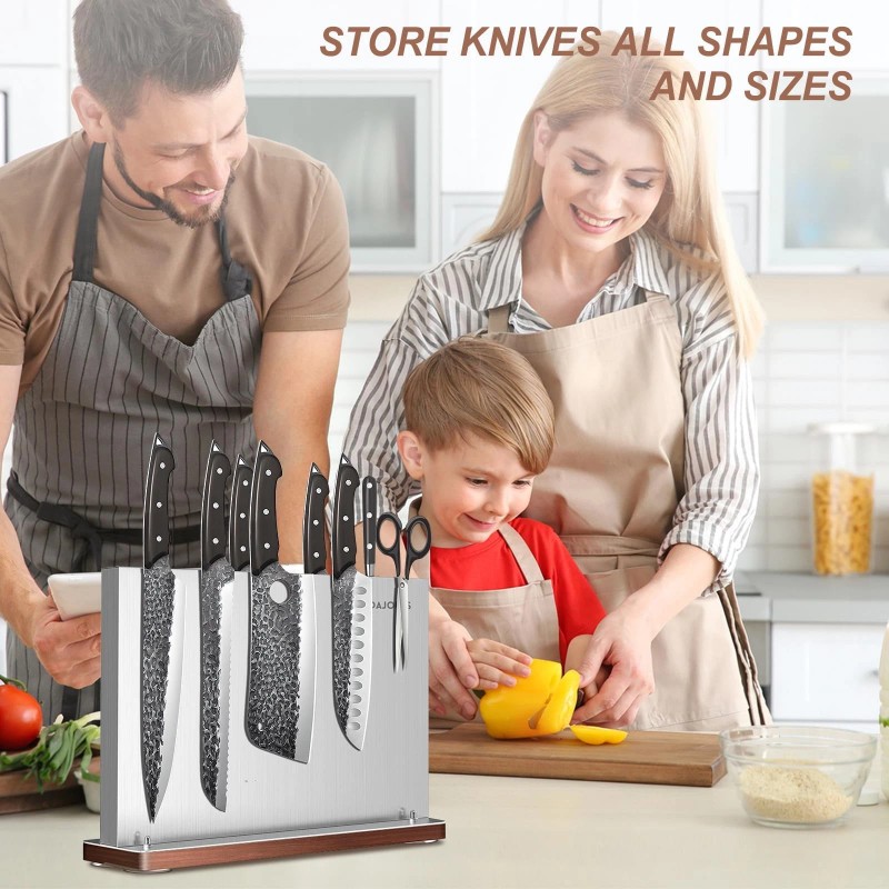 DAJOUJS Magnetic Knife Holder, Stainless Steel Magnetic Knife Block without